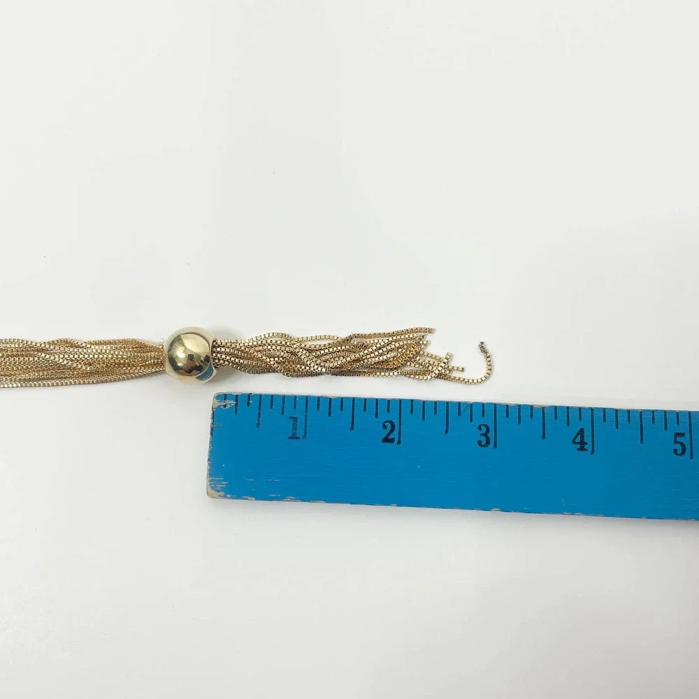 NEW Tassel Choker Necklace Ball Decor Twisted Snake Chain Lobster Claw - Picture 11 of 12